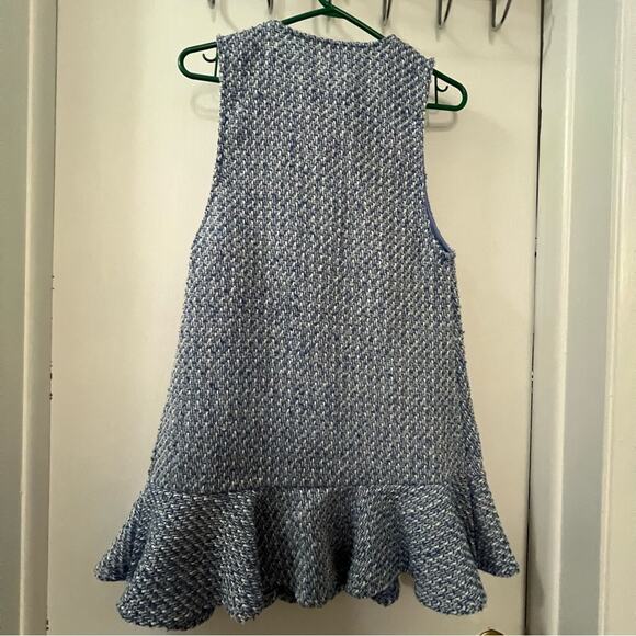 Zara Blue and White TEXTURED RUFFLED PINAFORE DRESS Size Extra Small XS - Picture 16 of 16